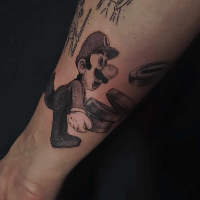 Luigi von super mario tattoo